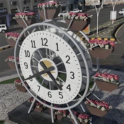 Grande orologio paesaggistico decorativo in metallo impermeabile a doppia faccia per esterni-